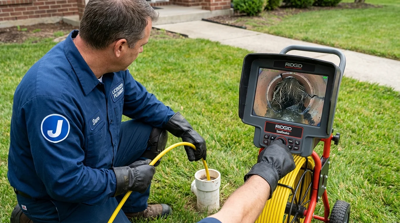 Sewer camera inspection being performed by Johns Plumbing LLC in Stedman